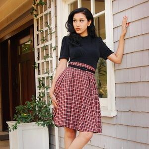 PUG Plaid Red and Black Skirt